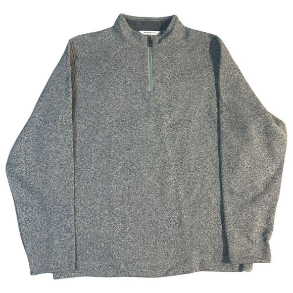 Peter Millar Crown Sweater Mens XXL Pullover Fleece Quarter Zip Gale Grey